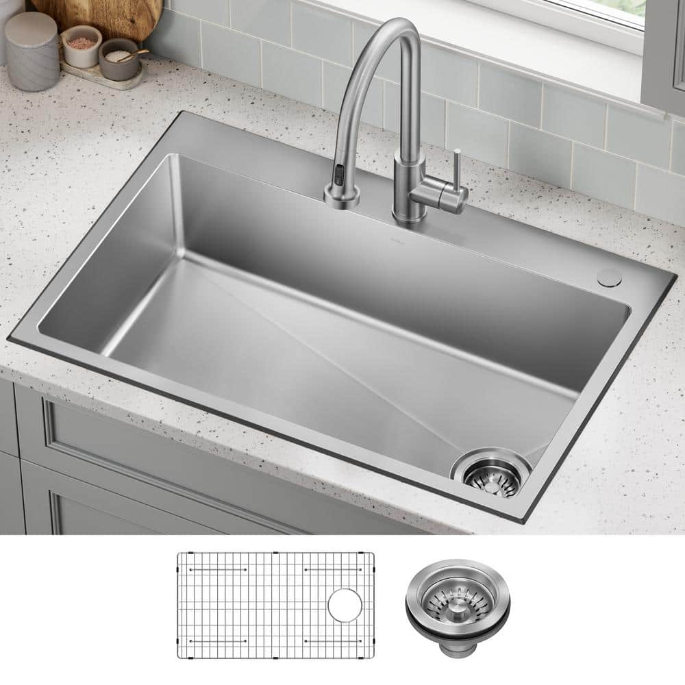 Fairlane 33-Inch Stainless Steel Drop-In Single Bowl Kitchen Sink