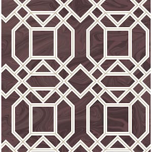 Daphne Maroon Trellis Paper Strippable Roll Wallpaper (Covers 56.4 sq. ft.)