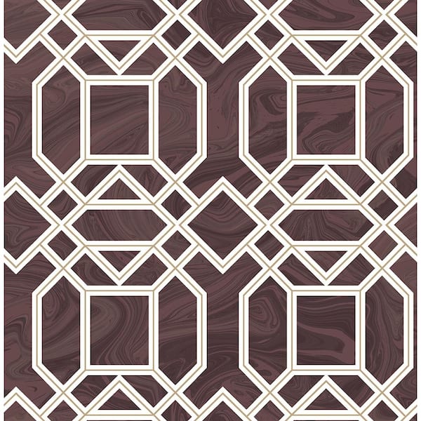 A-Street Prints Daphne Maroon Trellis Maroon Wallpaper Sample