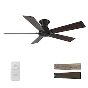 Vetric 52 in. Indoor Black 10-Speed DC Motor Flush Mount Ceiling Fan with Remote Control