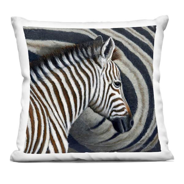 Keeping Close Zebra Stripes Black Animal Print Zipper Polyester 18 in. x 18 in. Throw Pillow