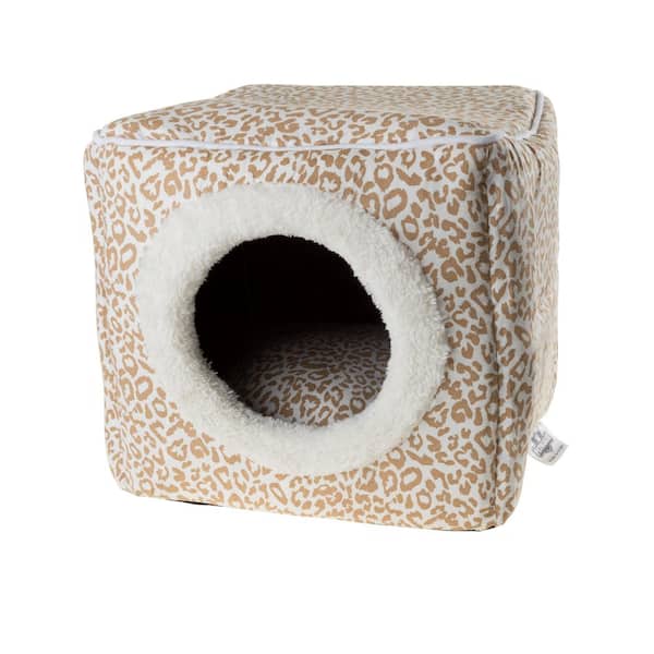 Petmaker Small Tan/White Animal Print Cozy Cave Pet Cube