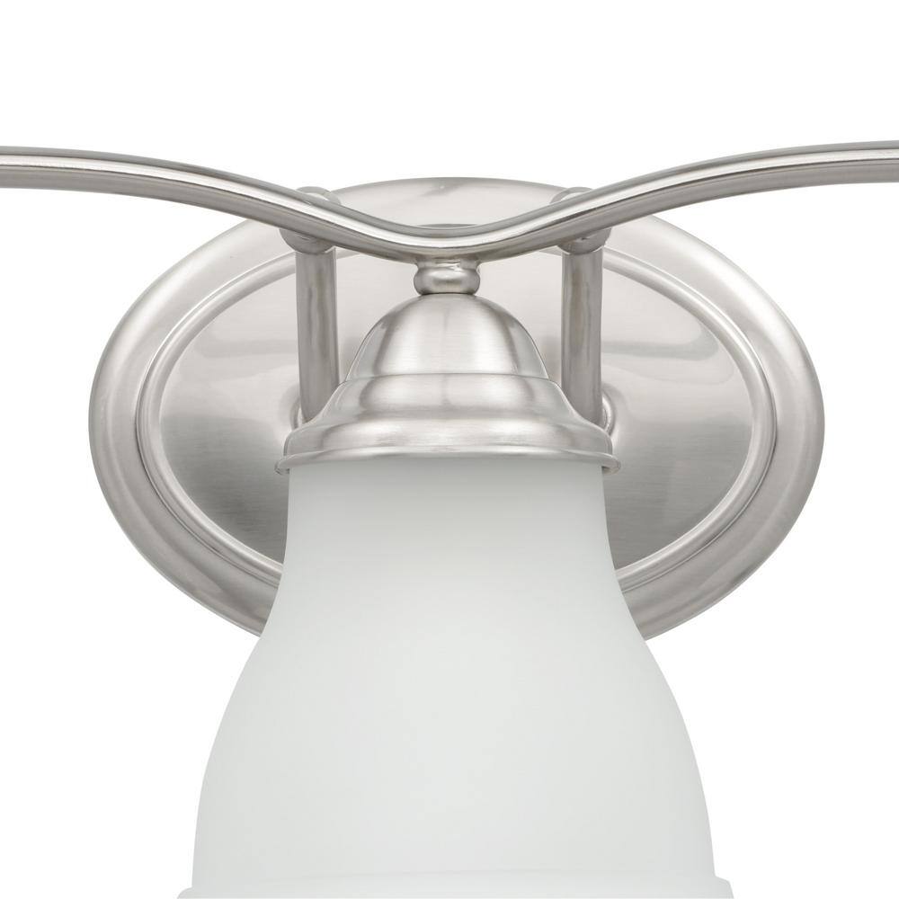 Trinity Brushed Nickel 3-Light Vanity Fixture with Etched Glass Shades