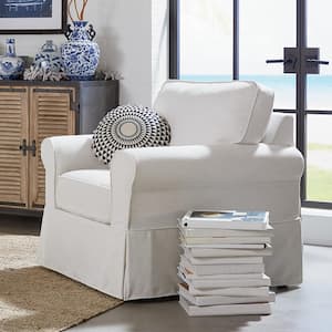 Ashton Ivory Polyester Arm Chair with Removable Cushions (Set of 1)