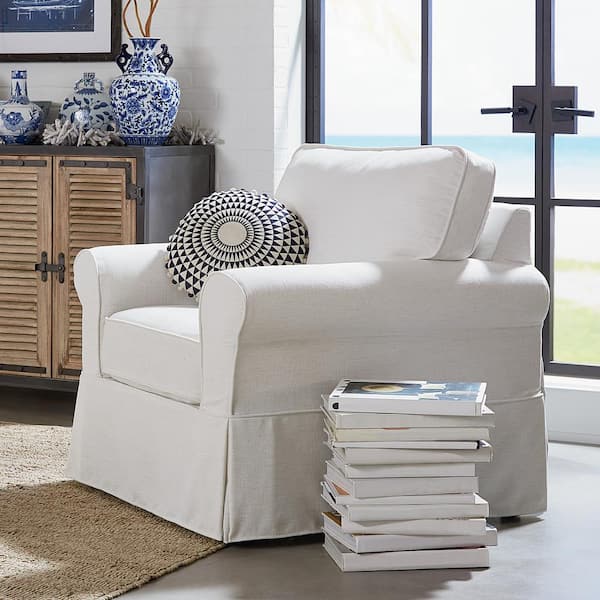OSP Home Furnishings Ashton Ivory Polyester Arm Chair with Removable Cushions (Set of 1)