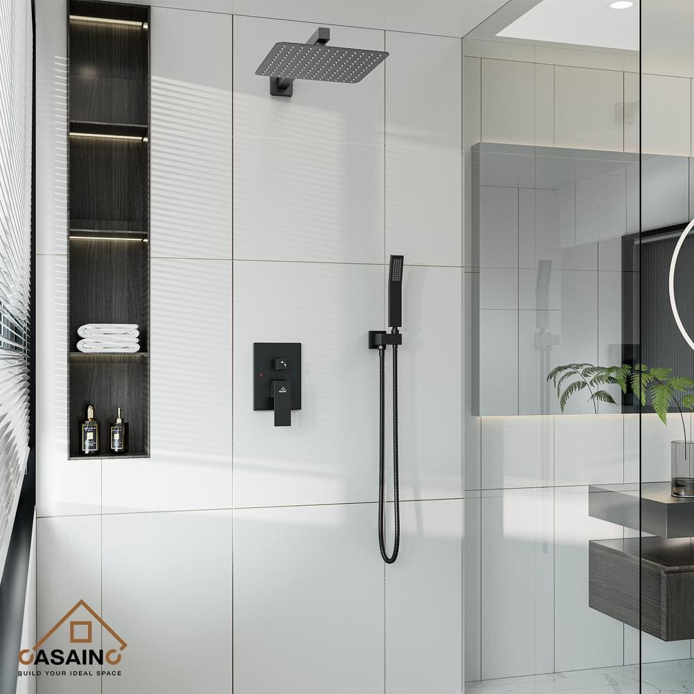 Matte Black Dual Function Square Rain Shower System