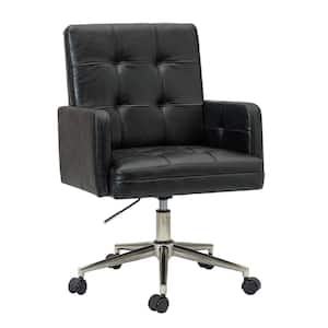 Josua Mid-century Modern Industrial Style Black Button-tufted Height-adjustable Swivel Task Chair for Home and Office
