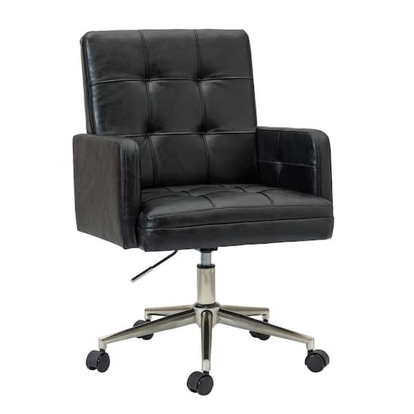 JAYDEN CREATION Josua Mid-century Modern Industrial Style Black Button-tufted Height-adjustable Swivel Task Chair for Home and Office
