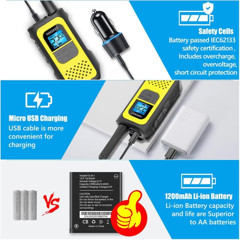 Durable 3 Mile Range Rechargeable Waterproof Digital 2-Way Radio with Charger (4-Pack)