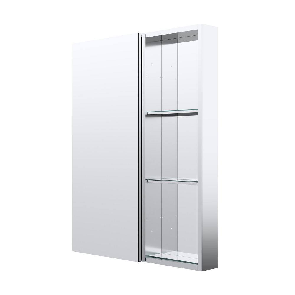 28 in. W x 36 in. H Rectangular Polished Aluminum Tri-View Soft Close Medicine Cabinet with Mirror Combo Set, Reversible price history on PriceWatchPro