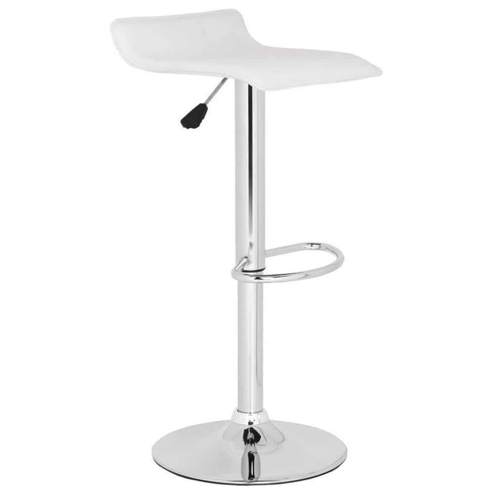 White Adjustable Swivel Backless Metal Bar Stool