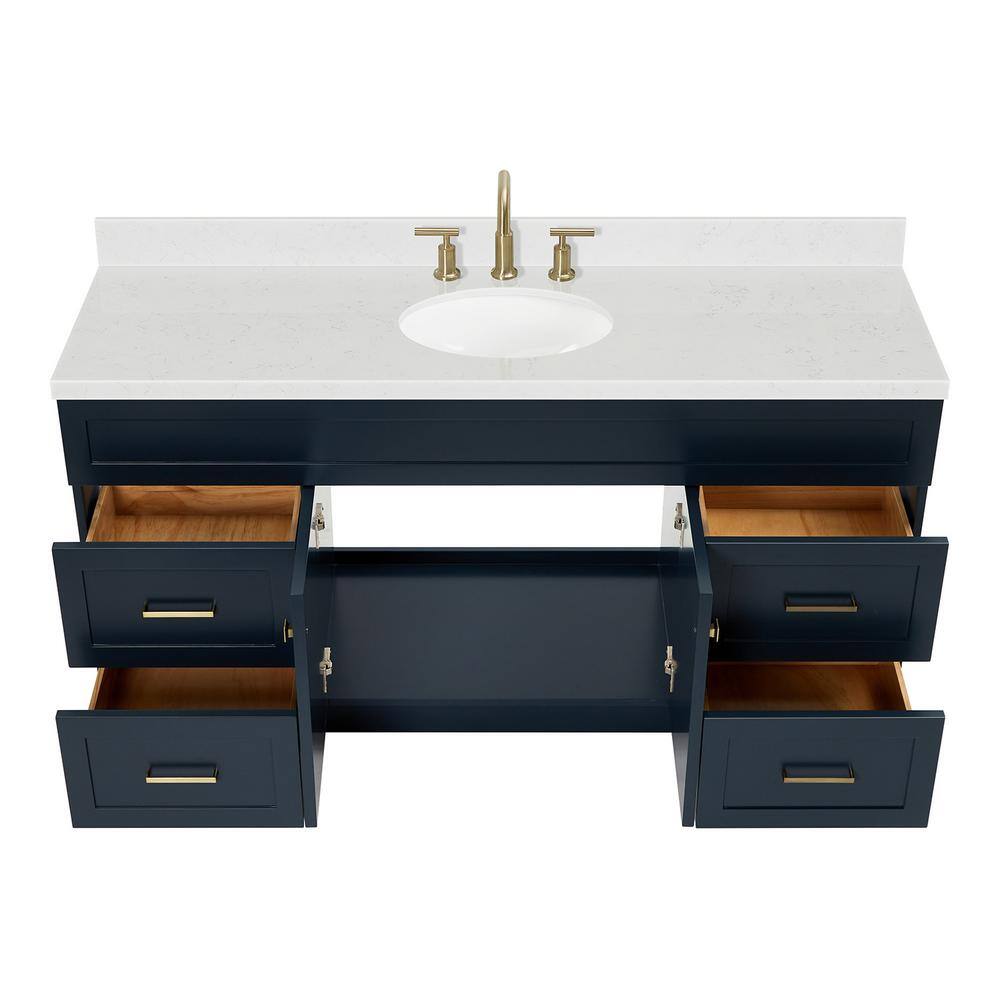 Midnight Blue 66" Freestanding Single Basin Vanity with Quartz Top