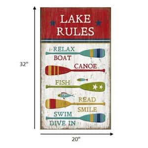 Charlie Vintage Boat Oars Lake Rules Large Wood Wall Art