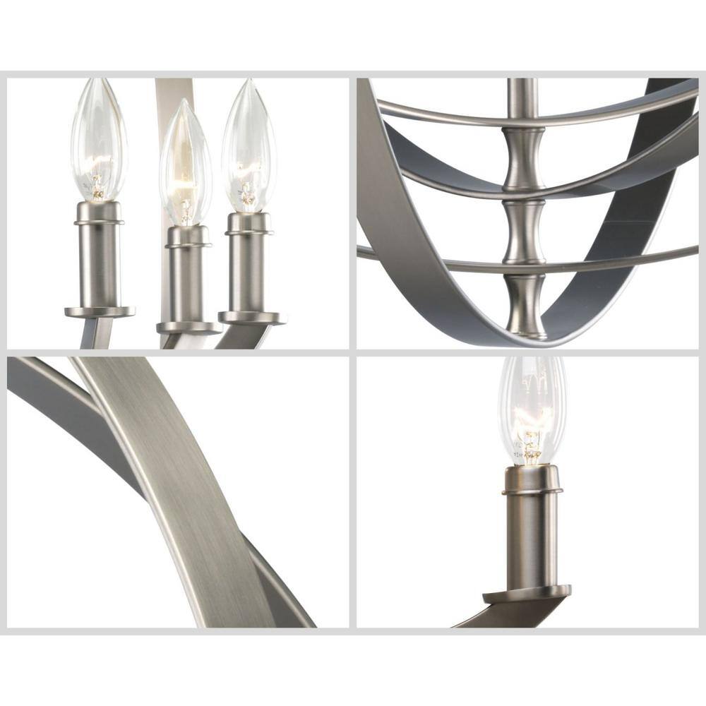 Equinox 6-Light Burnished Silver Steel Chandelier Pendant