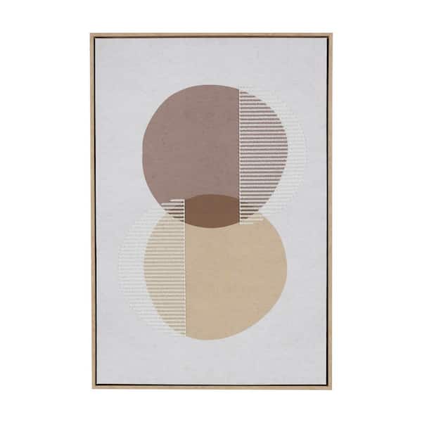 Litton Lane 1-Panel Geometric Overlapping Circle Framed Poster with White Fabric Detailing 37 in. W. x 25 in.