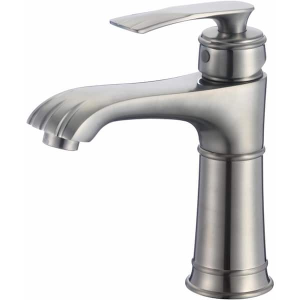 Unbranded Roxy Single Handle High Arc Deck Mount Bathroom Faucet with Deckplate included in Nickel 3.2 in. W 16GS-28844
