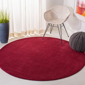 Himalaya Red 8 ft. x 8 ft. Round Solid Area Rug