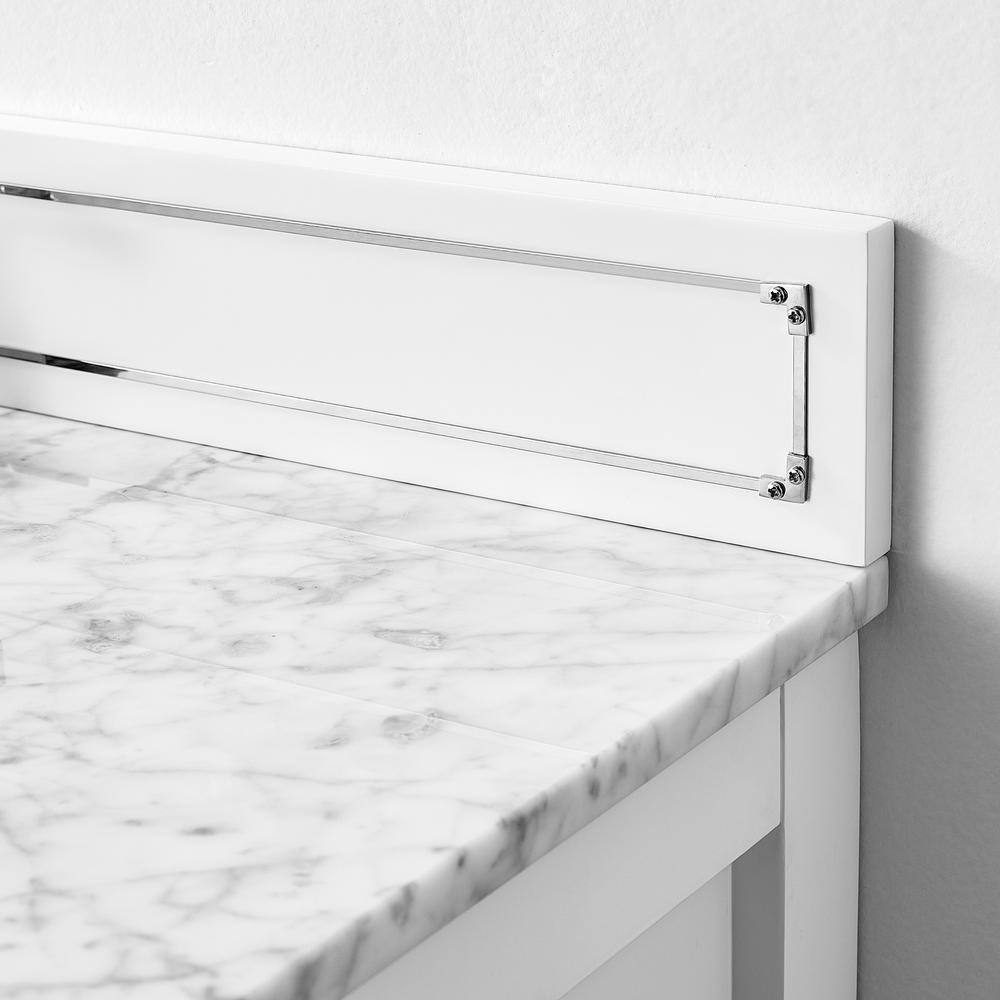 Aspen 60'' White Double Sink Bathroom Vanity with Marble Top
