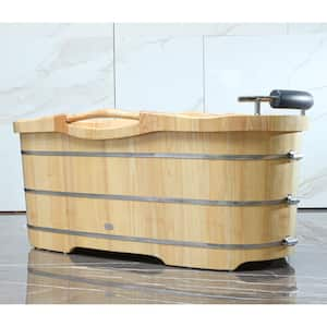 61 in. Wood Flatbottom Bathtub in Natural Wood