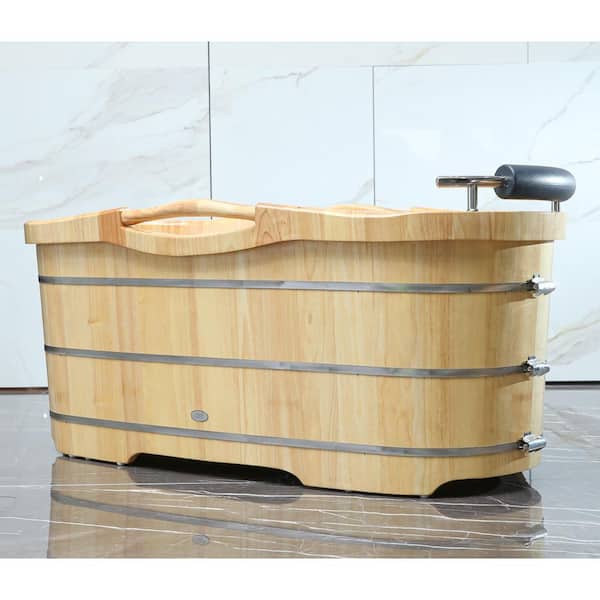 ALFI BRAND 61 in. Wood Flatbottom Bathtub in Natural Wood