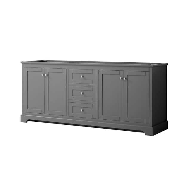 Wyndham Collection Avery 79 in. W x 21.75 in. D Bathroom Vanity Cabinet Only in Dark Gray