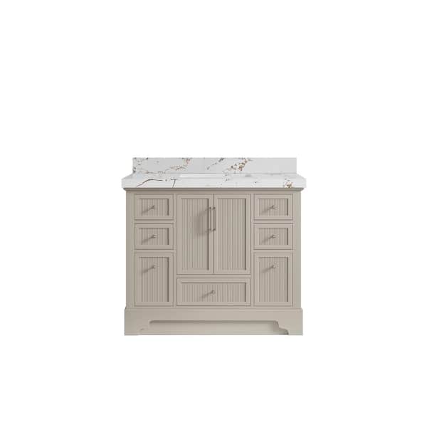 Willow Collections Alys 42 in. W x 22 in. D x 36 in. H Single Sink Bath Vanity in Fine Grain with 2 in. Viola Brown Top