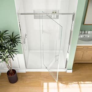 38 - 42 in. W x 71 in. H Pivot Frame Shower Door in Chrome Finish with SGCC Certified Clear Glass