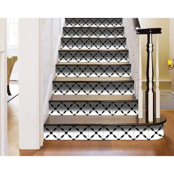 Black/White 7 in. x 7 in. Vinyl Peel and Stick Removable Tile Stickers (8.16 sq. ft./Pack)