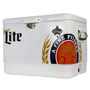 Ice Chest Beverage Cooler with Bottle Opener 51L (54 qt.) 85 Can Capacity White and Blue