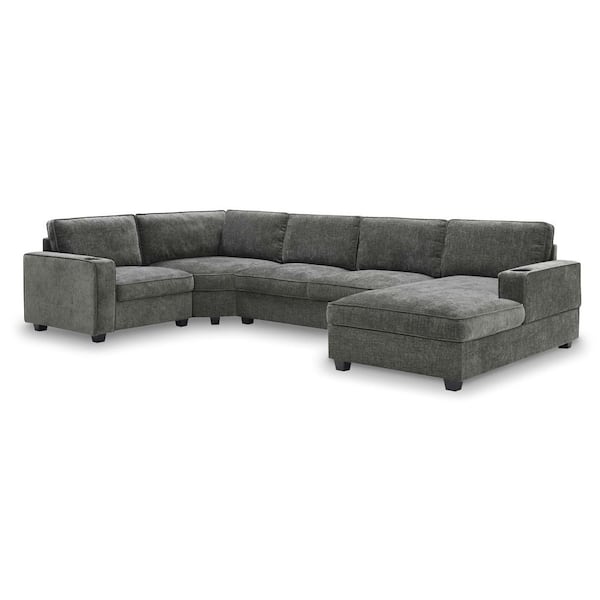 Polibi 119 in. Square Arm Chenille Sectional Sofa with Irregular