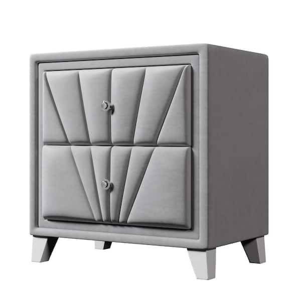 Donason 2-Drawer Gray Nightstand (26.7 in. W x 17 in. D x 28 in. H)