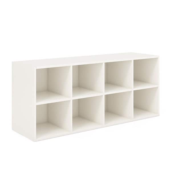 16 in. H x 40 in. W White Wood Shoe Storage Bench