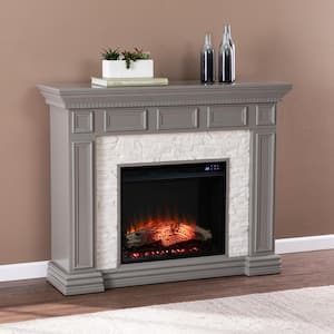 Mackson 50 in. Faux Stone Electric Fireplace in Gray