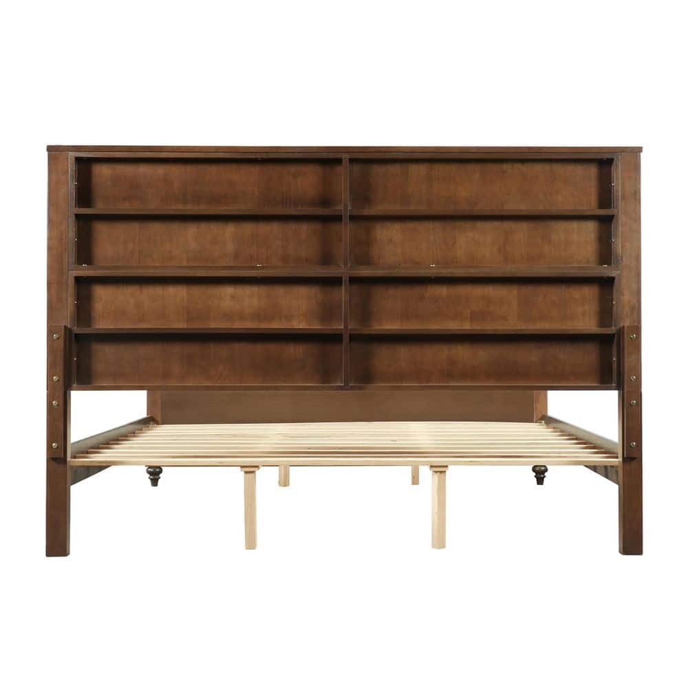 Alexa 3-Piece Walnut Finish Wood Frame King Size Bedroom Set Platform Bed and 2 Nightstands - thumbnail 3
