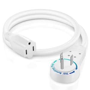 1 ft. 14/3 Light Duty Indoor Extension Cord 360° Rotating Flat Plug 1-Outlet, White