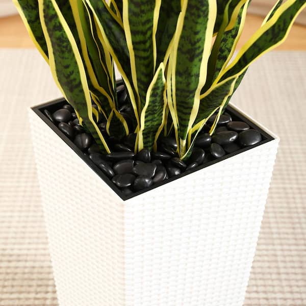 DR.Planzen 4 ft.UV Resistant Artificial Yellow Snake Plant with