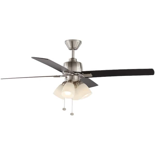 Hampton Bay Malone 54 in. LED Brushed Nickel Ceiling Fan with Light Kit
