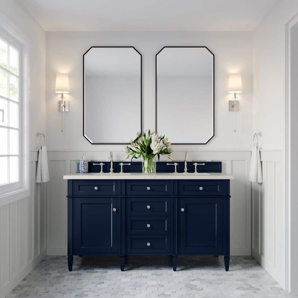Brittany 60.0 in. Double Bath Vanity in Victory Blue with Siberian Quartz Top price history on PriceWatchPro