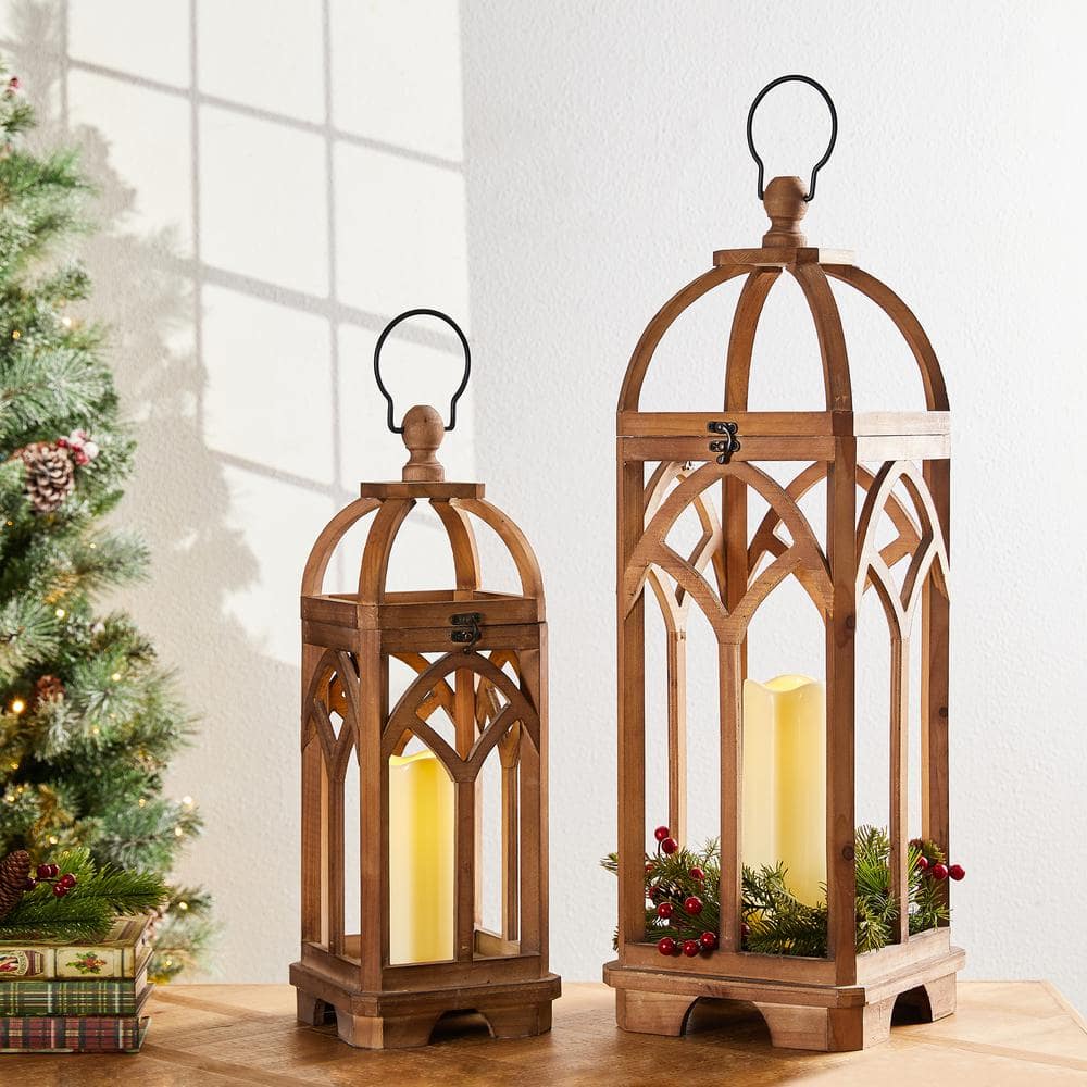 Tall Wood Lantern, Brown Lantern, Indoor Floor Lantern, Farmhouse Lantern  Decor, Lantern for Front Porch, Christmas Lantern, New Home Gift 