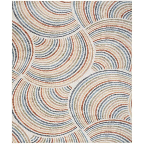 Nourison Astra Machine Washable Ivory Multicolor 10 ft. x 14 ft. All-over design Contemporary Area Rug