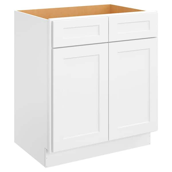 HOMEIBRO 30-in W X 24-in D X 34.5-in H in Shaker White Plywood Ready to Assemble Floor Sink Base Kitchen Cabinet