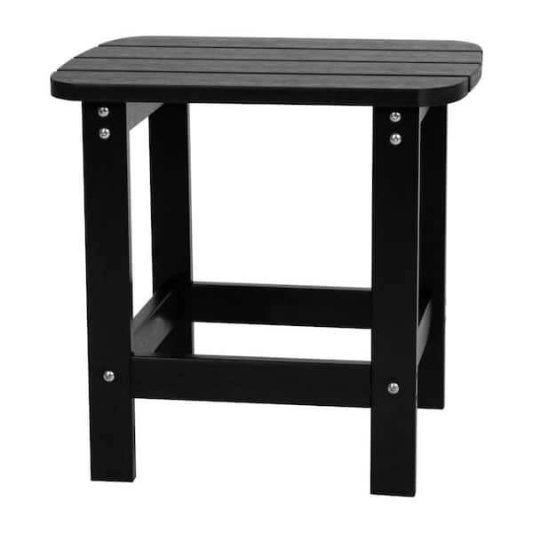 TAYLOR + LOGAN Black Rectangle Resin Outdoor Side Table