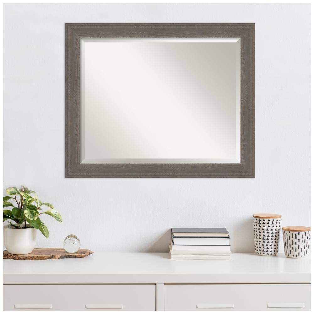 Alta Brown Grey Woodgrain and Silver Edge Full-Length Mirror