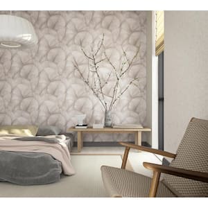 Kumano Collection Pink Textured Palm Leaf Matte Finish Non-Pasted Vinyl on Non-woven Wallpaper Roll