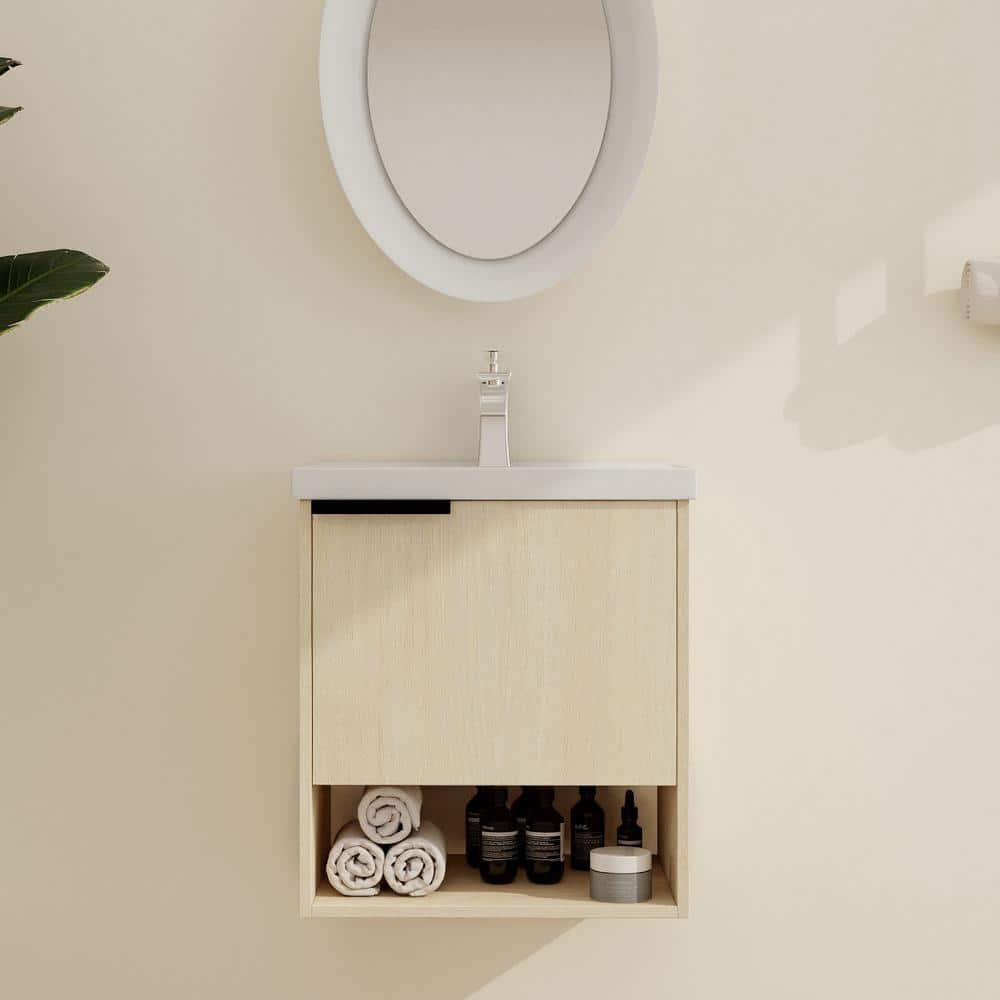 19.9 in. W x 14.2 in. D x 22.1 in. H Single Sink Wall-Mounted Bath Vanity i