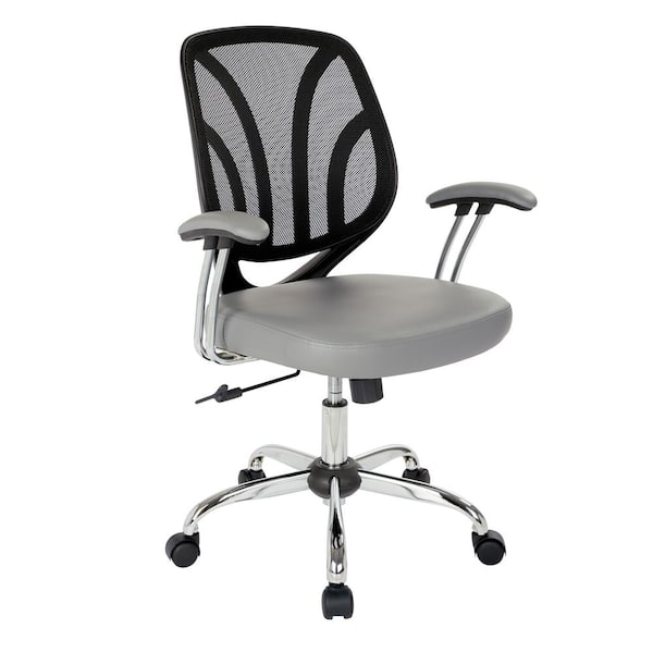 Office Star Screen Back Manager's Chair White Faux Leather