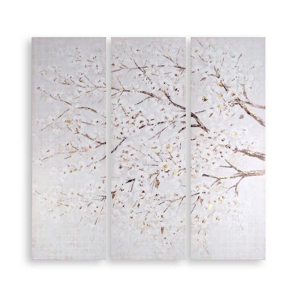 art for the home "Blossom Tree Trail" Unframed Canvas Nature Art Print 36 in. x 35.5 in. (Set of 3)