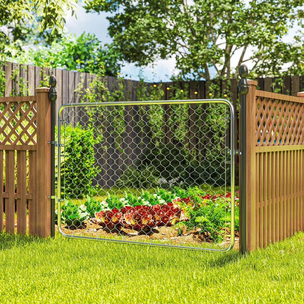 Galvanized Steel Chain Link Garden Gate, 47.2" x 70.9", Silver