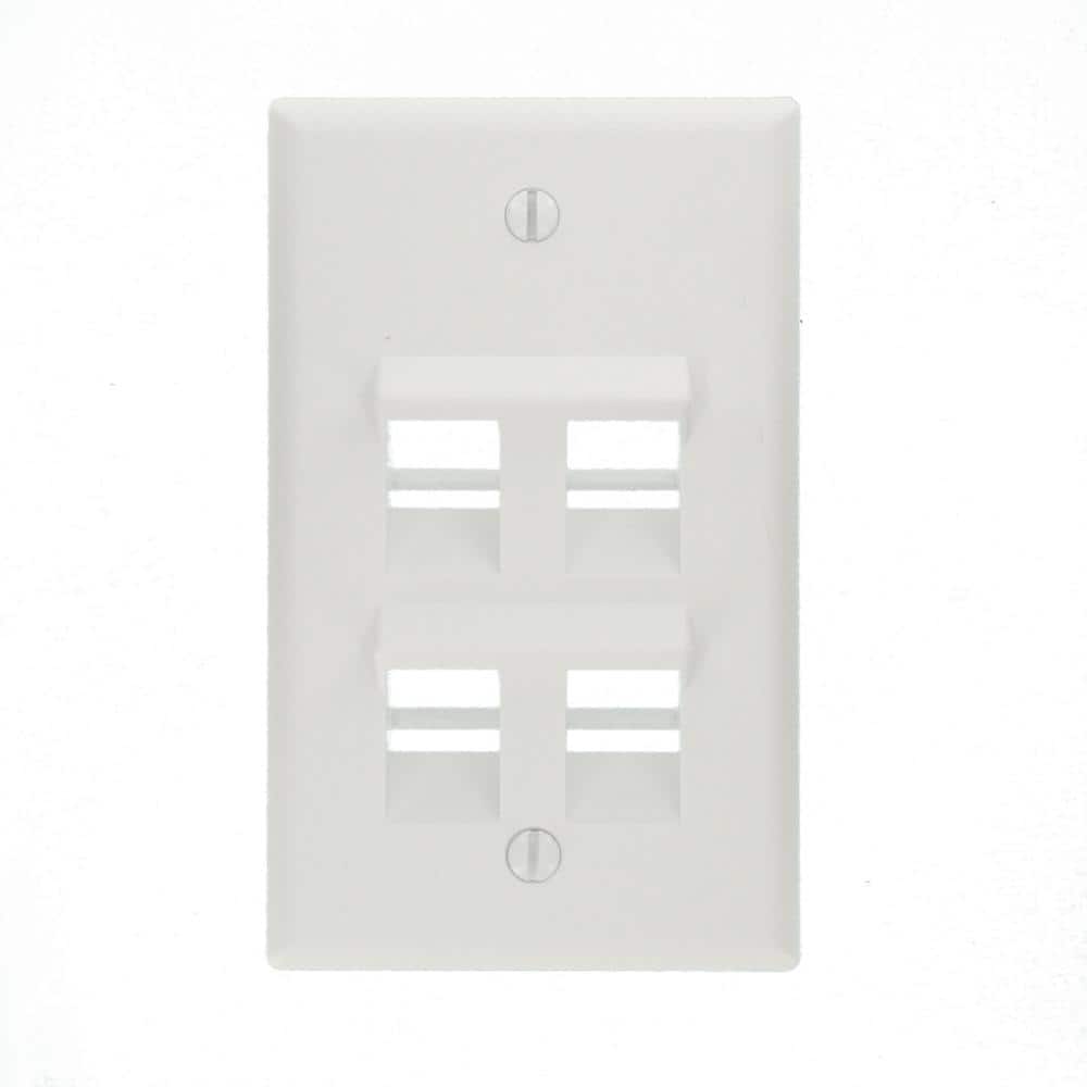 White Single Gang Angled QuickPort Wall Plate
