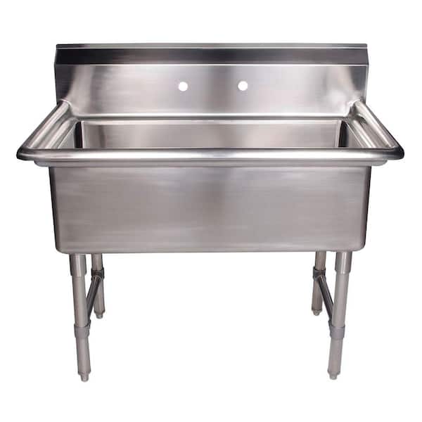 Whitehaus Collection Noah's Collection Freestanding Stainless Steel 42 in. 2-Hole Single Bowl Kitchen Sink in Brushed Stainless Steel